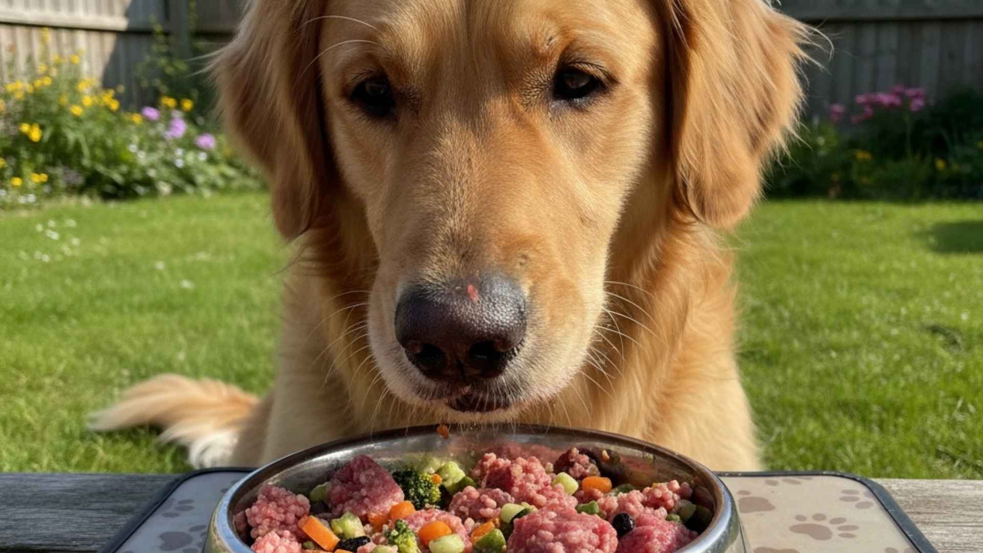 perro comiendo barf.
